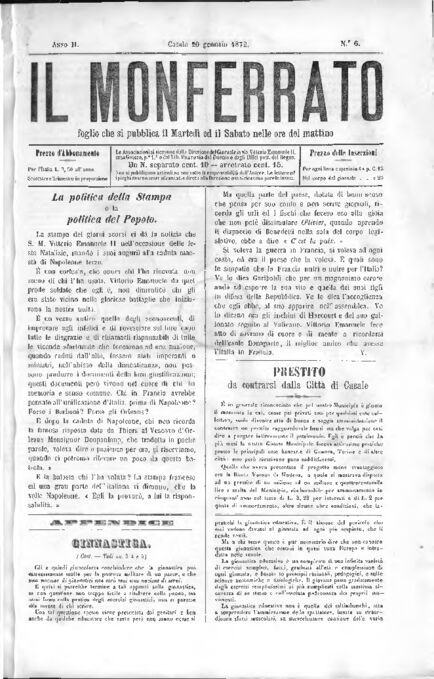 Il Monferrato - Edizione 6 del 20/01/1872